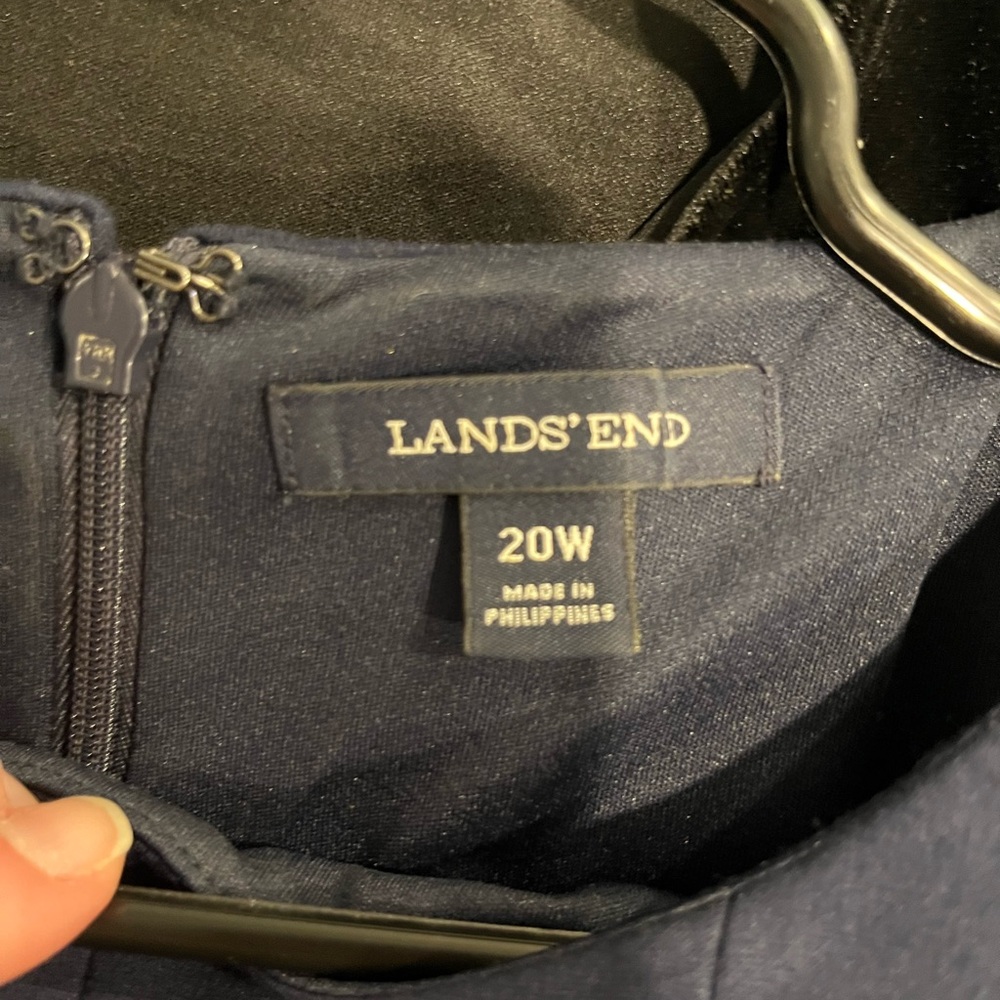 Plus Lands End Navy Ponte Fit and Flare Dress w/ Elbow Sleeves - 20W - Picture 4 of 5